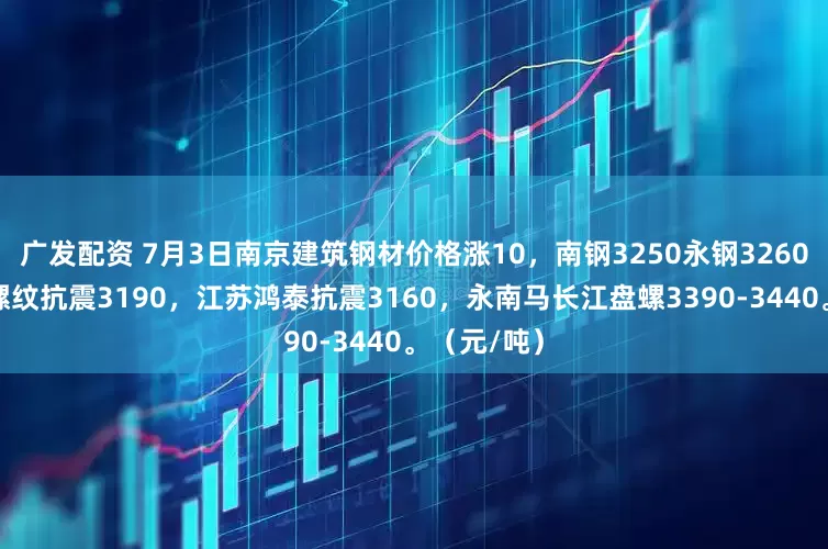 广发配资 7月3日南京建筑钢材价格涨10，南钢3250永钢3260，马长江螺纹抗震3190，江苏鸿泰抗震3160，永南马长江盘螺3390-3440。（元/吨）
