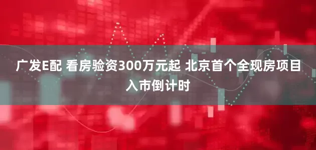 广发E配 看房验资300万元起 北京首个全现房项目入市倒计时